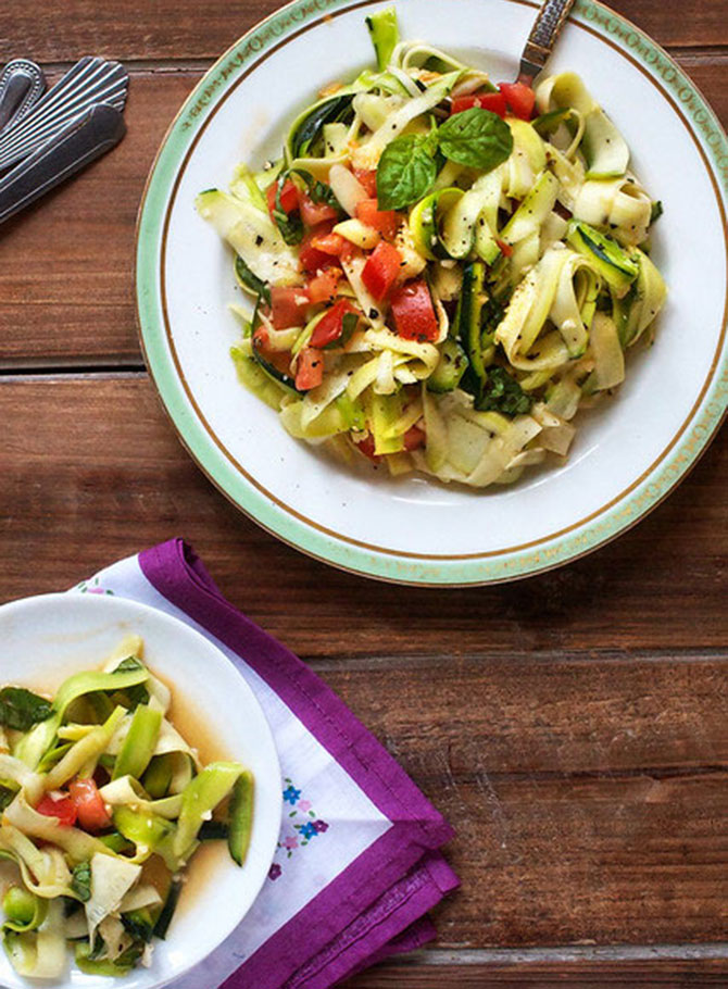 Zucchini Ribbons Salad - It's a Veg World After All®